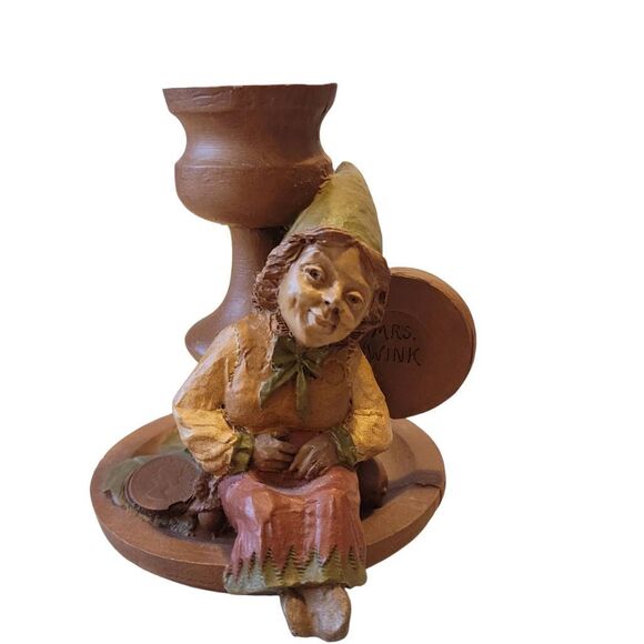 Vintage Mrs. Wink Tom Clark Cairn Studios Troll Gnome Fairy Candlestick Holder - Picture 10 of 10
